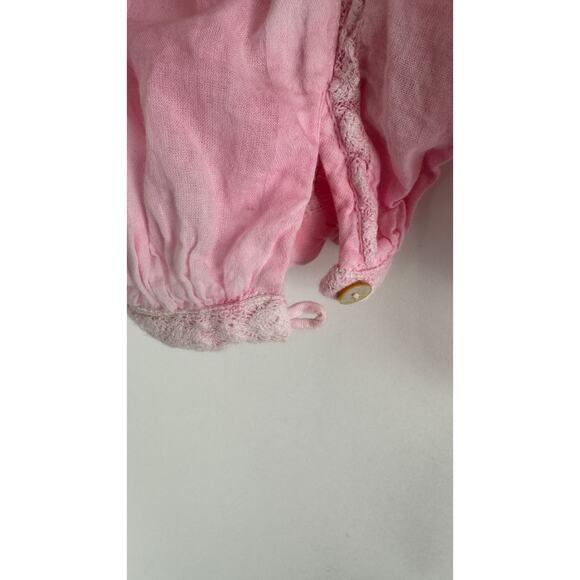 LoveShackFancy Ronda Top Island Pink Hand Dye Womens XS Button Front Cotton - Picture 9 of 16